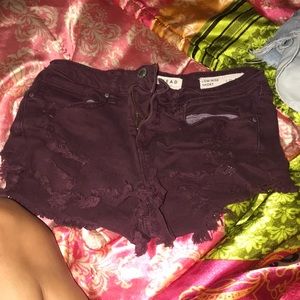Low rise red jean shorts